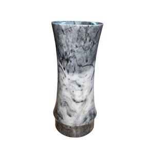 Vintage Castro large black and white marble vase hand carved 10.5”